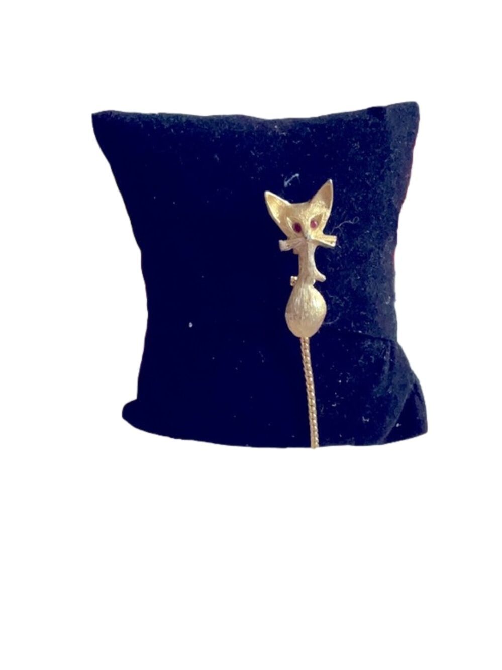 VINTAGE GOLD MOUSE BROOCH RED EYES